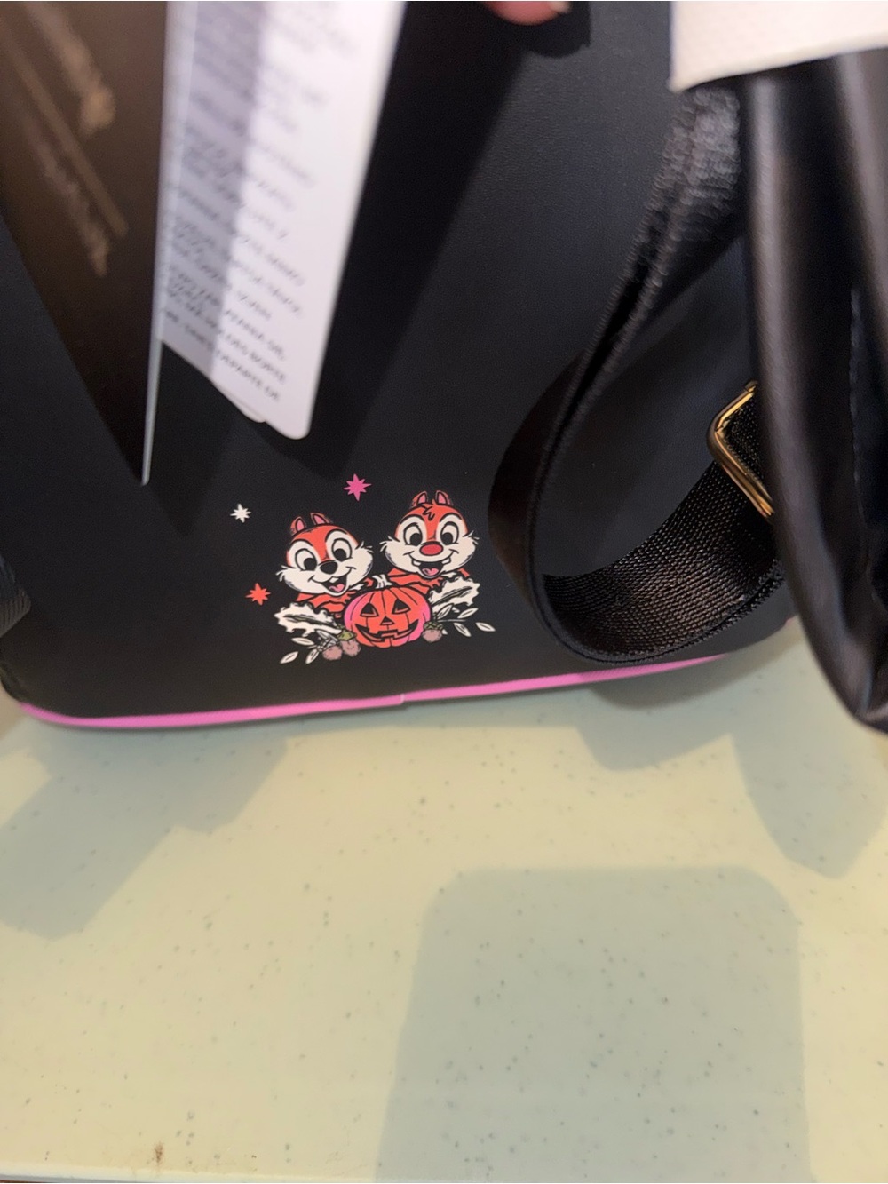 Loungefly Black & Pink Chip 'n' Dale Halloween Mini Backpack with Bat Wings - Picture 5 of 8